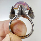 Foil Faux Opal Cabochon Ring Size 6 Sterling Silver 925 Vintage