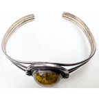 Baltic Amber Native Sterling Silver 925 Cuff Vintage
