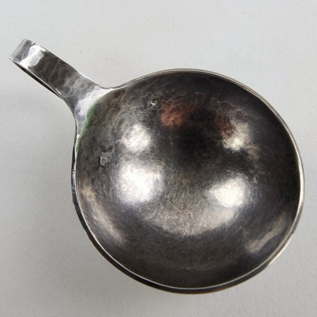 Georg Jensen Style Hand Hammered Salt Cellar with Spoon Sterling Silver 925