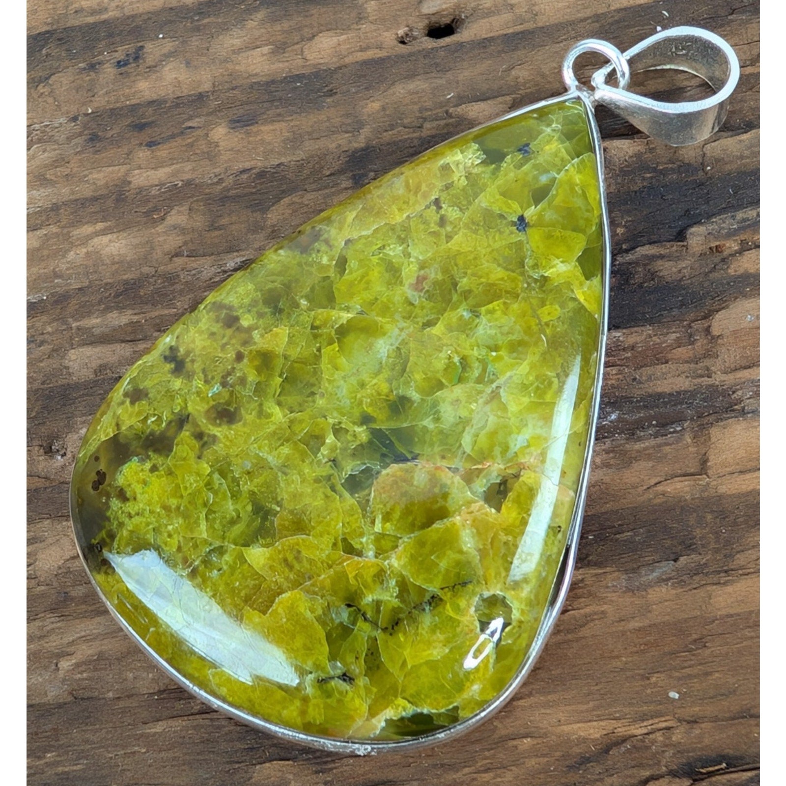 Peruvian GREEN OPAL Sterling Silver 925 Statement Pendant New 25g