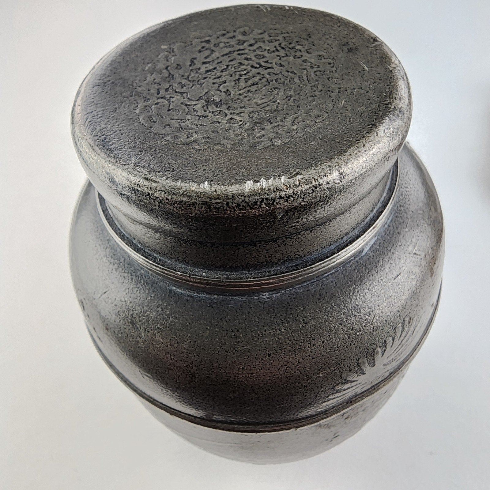 Satsuma Japanese Tin Pewter Tea Caddy Jar Signed Antique Suzuhan