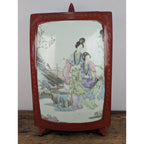 Chinese Porcelain Shard Red Lacquer Box Paper Mache
