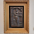 16th C Saint Barbara w Tower Wood Panel France Framed Renaissance Hand Carved