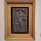 16th C Saint Barbara w Tower Wood Panel France Framed Renaissance Hand Carved
