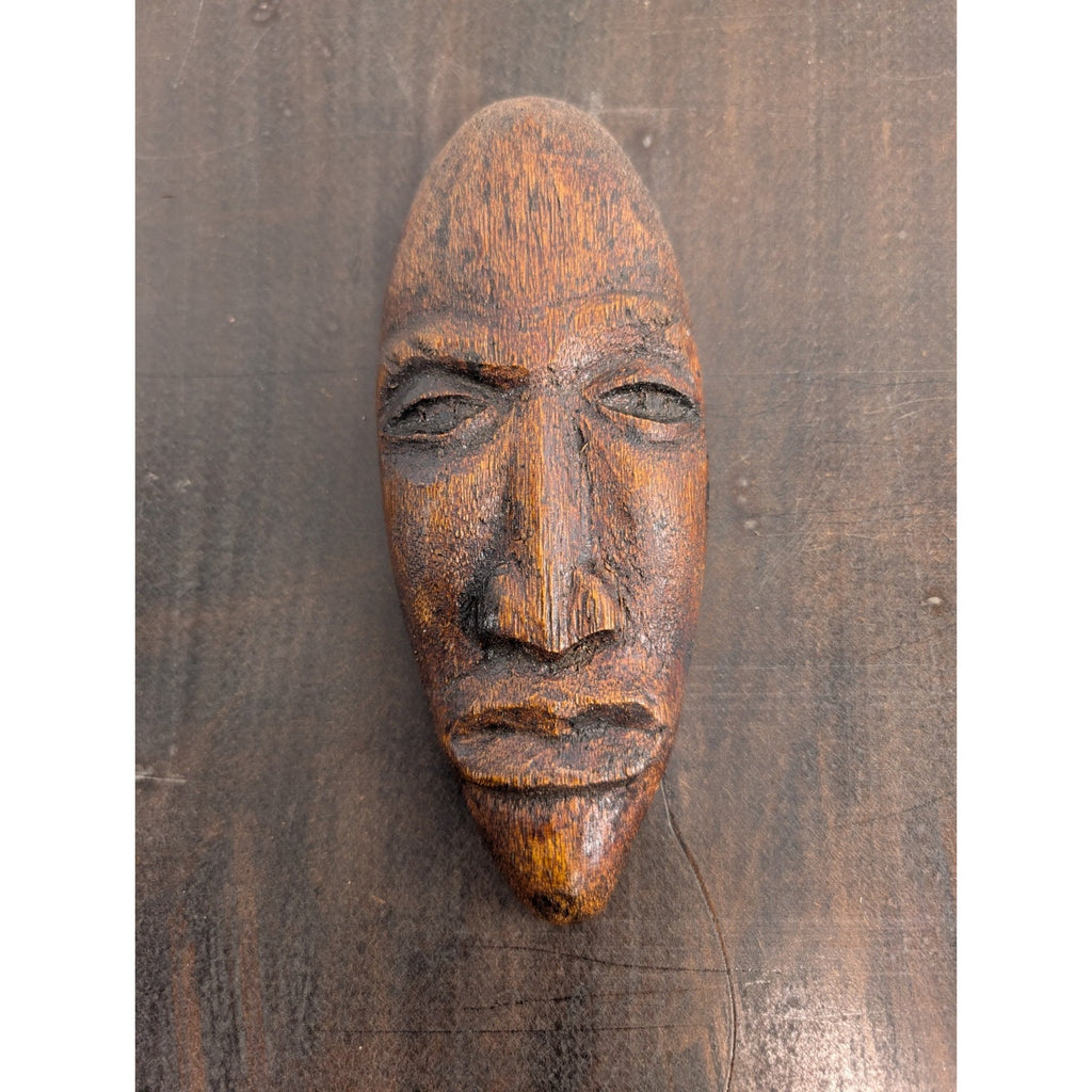 Midcentury Jamaican Carved Wall Hanging Face MCM