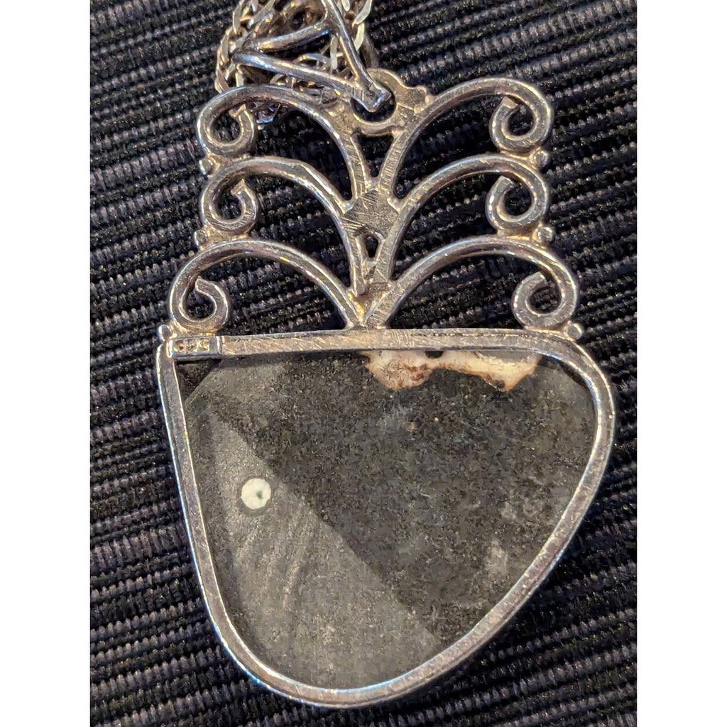 Peacock Druzy Pendant Sterling Silver 925 Rainbow Oil Slick Color