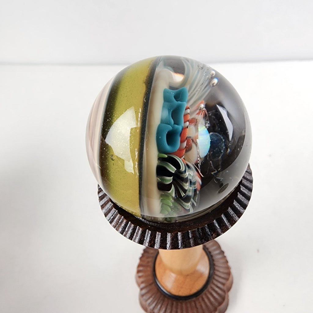 Keys Glass 32mm Coral Reef Marble with Opal Accents Signed 2014 Boro
