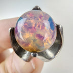 Foil Faux Opal Cabochon Ring Size 6 Sterling Silver 925 Vintage