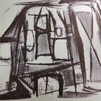 c. 1950 Jerry Opper Abstract Hourglass Stone Lithograph Black & White Unframed