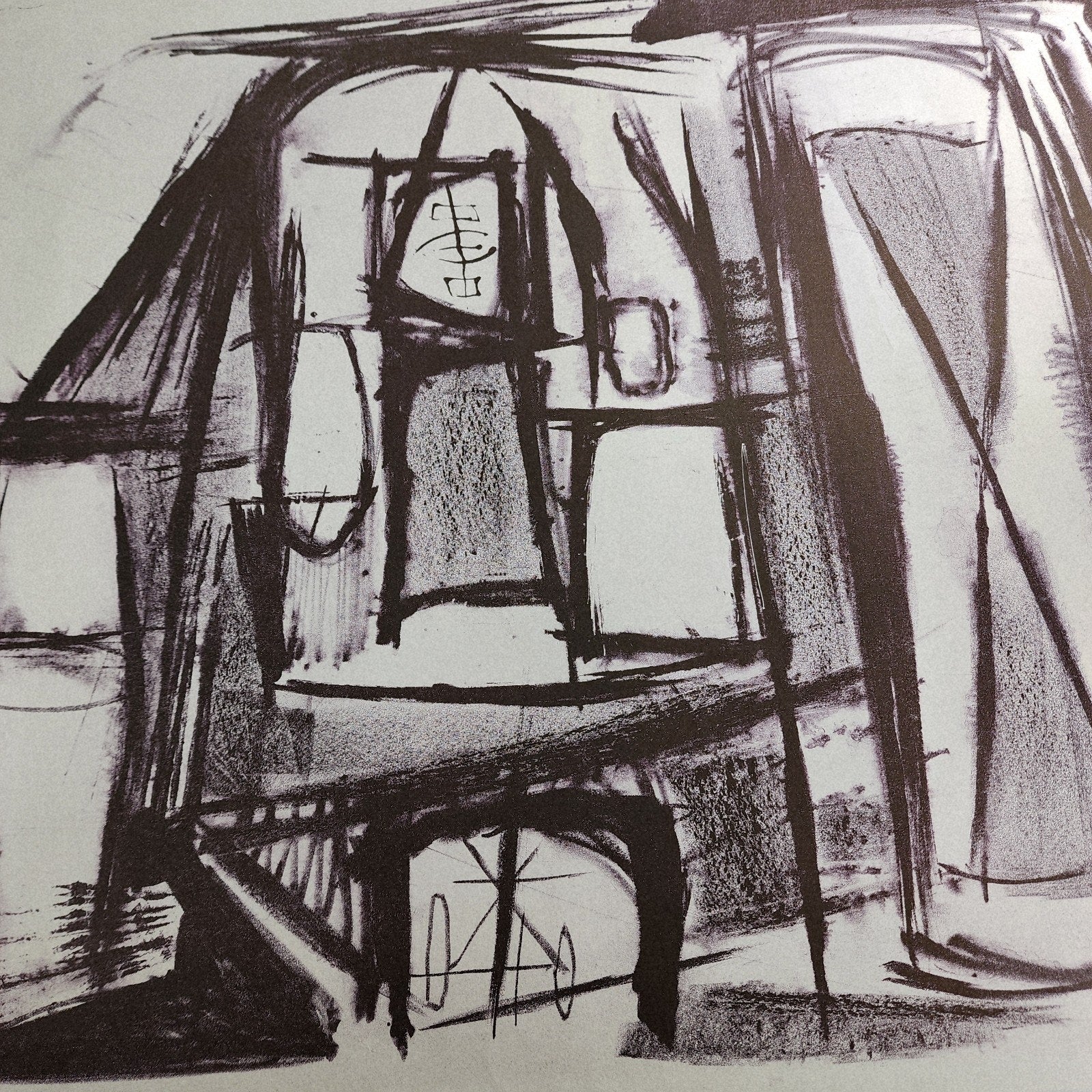 c. 1950 Jerry Opper Abstract Hourglass Stone Lithograph Black & White Unframed
