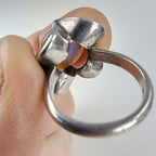 Foil Faux Opal Cabochon Ring Size 6 Sterling Silver 925 Vintage