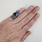 Designer Sarda Caribbean Quartz Ring Size 6 in Sterling Silver 925 Bali
