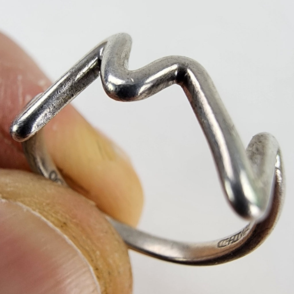 Abstract Mountain Ring Size 5 3/4 Sterling Silver 925 Vintage