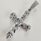 Moissanite Skull Cross Pendant Iced Out Sterling Silver 925 New Iced Out Pave