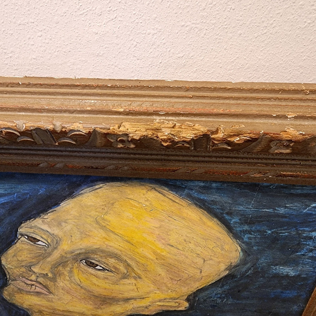 Expressionist Couple Acrylic on Panel Surrealist Painting Two Faces
