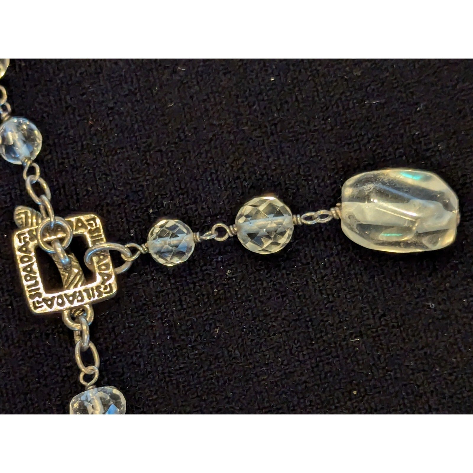 Vintage SILPADA Sterling Silver 925 34" Beaded Station Necklace Faceted Mexico
