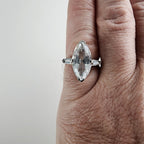 Vintage Marquis Cut CZ Cocktail Ring Size 7 in Sterling Silver 925