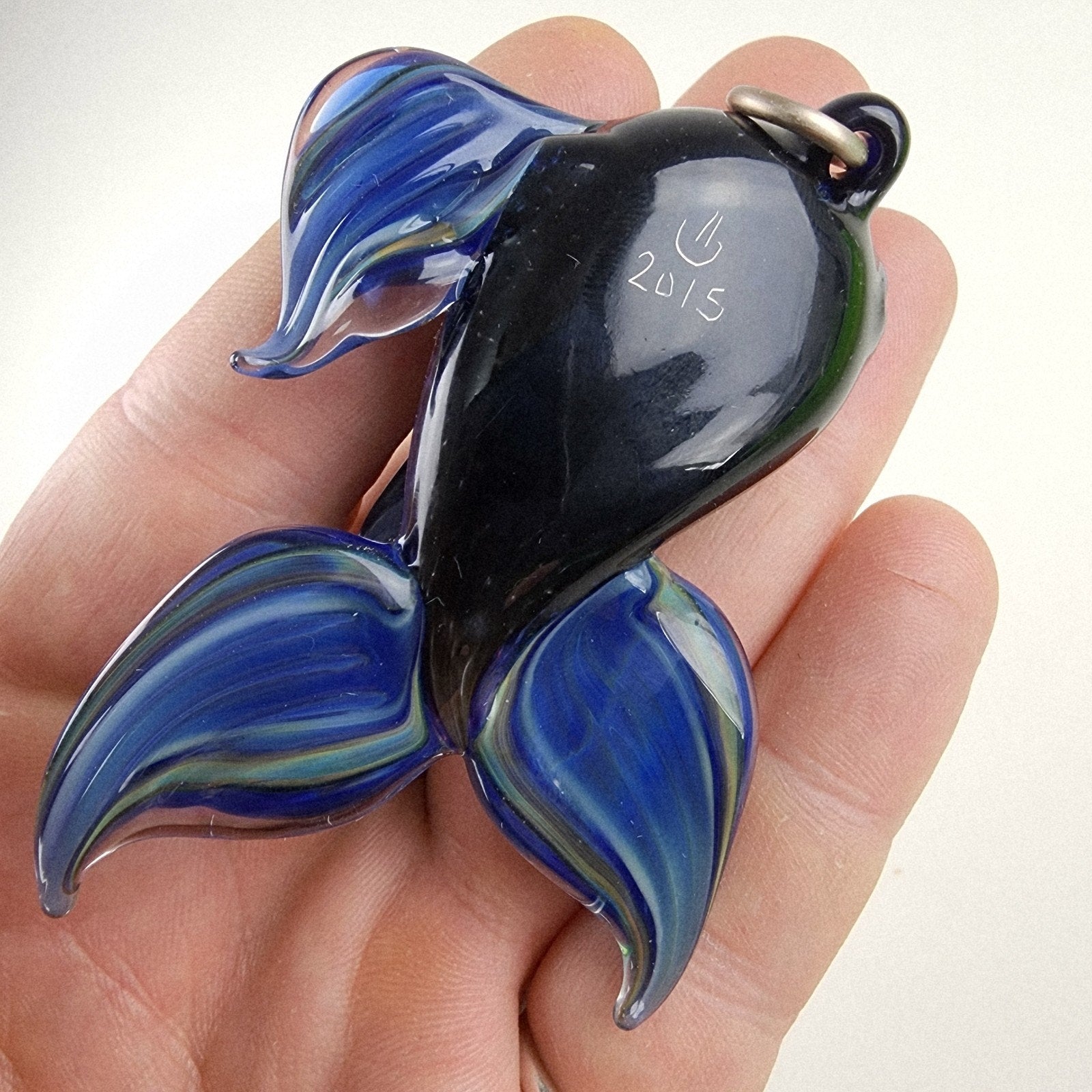 Brent Graber Dichroic Glass Goldfish Koi Fish Pendant 2015 Mr Smiley Boro