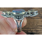 New RUBY ZOISITE & CITRINE Sterling Silver 925 Ring Size 8