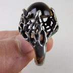 Brutalist Tigers Eye Cabochon Taxco Ring Size 8 by Mateo Sterling Silver 950 925