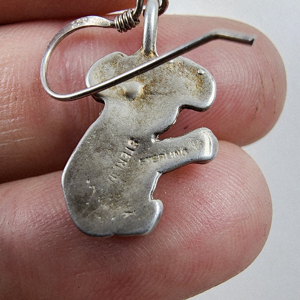 Koala Bear Earring & Pendant Set Diamond Cut Sterling Silver 925 Vintage