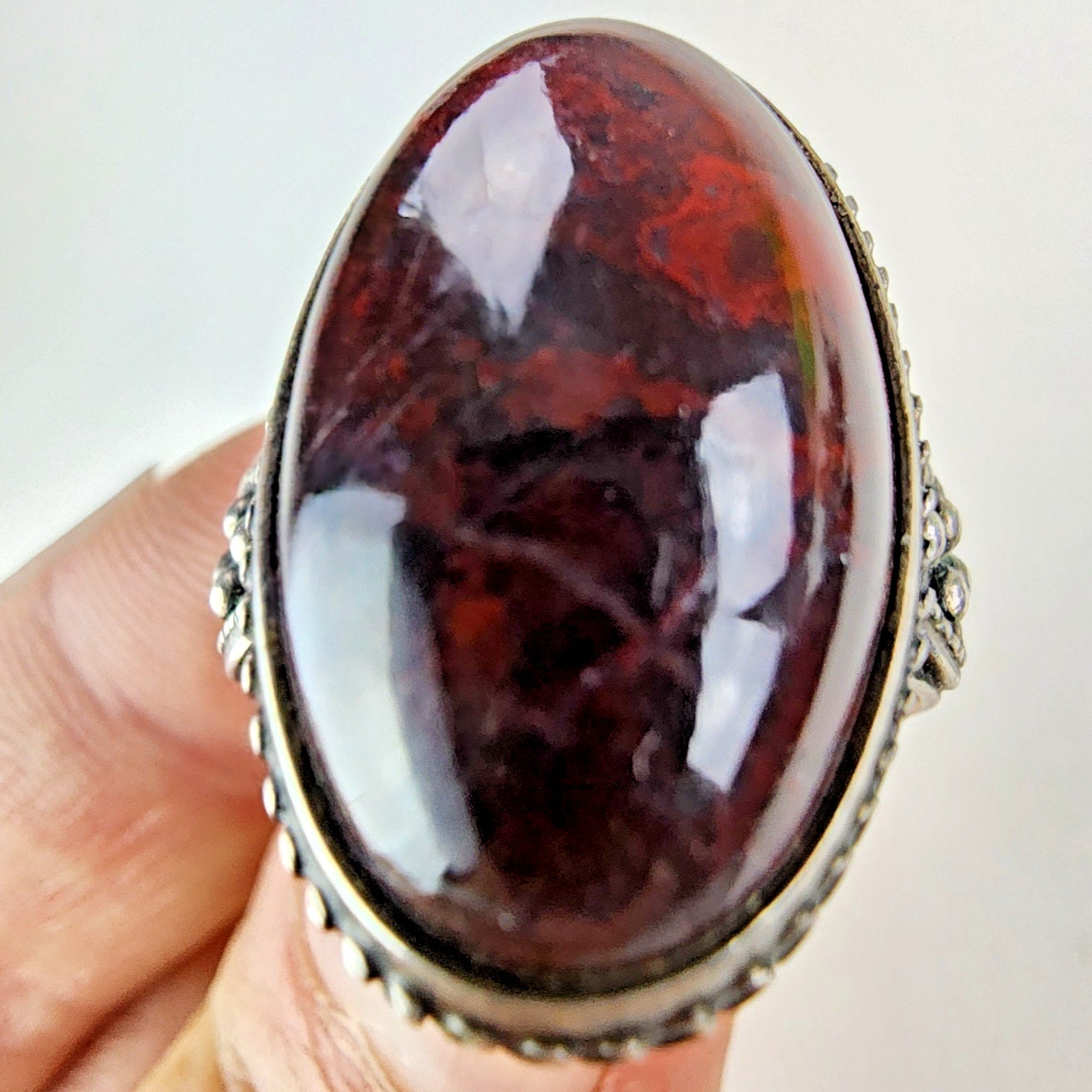 Baltic Amber Russian Beaded Ring Size 12 Sterling Silver 875 Vintage