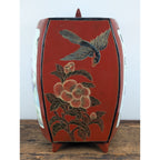 Chinese Porcelain Shard Red Lacquer Box Paper Mache