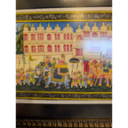 Miniature Indian Royal Procession Painting on Silk - Framed and Ready to Hang!