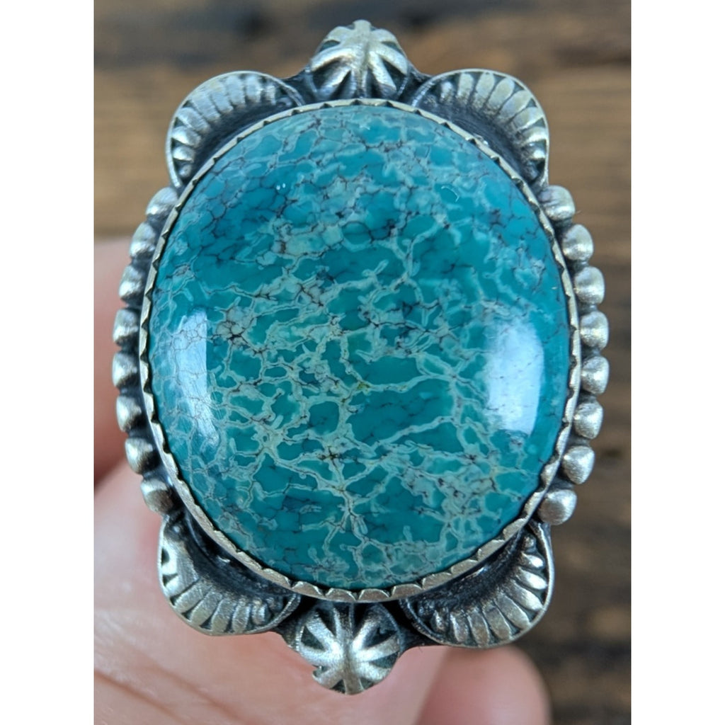 Turquoise Southwestern Sterling Silver 925 Ring Adjustable Size 6 to 11