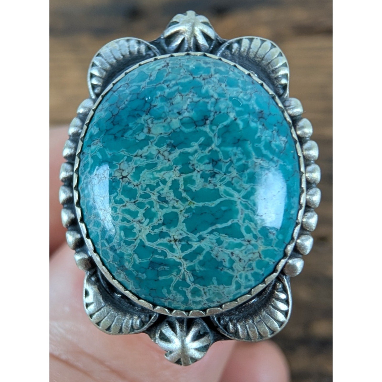 Turquoise Southwestern Sterling Silver 925 Ring Adjustable Size 6 to 11