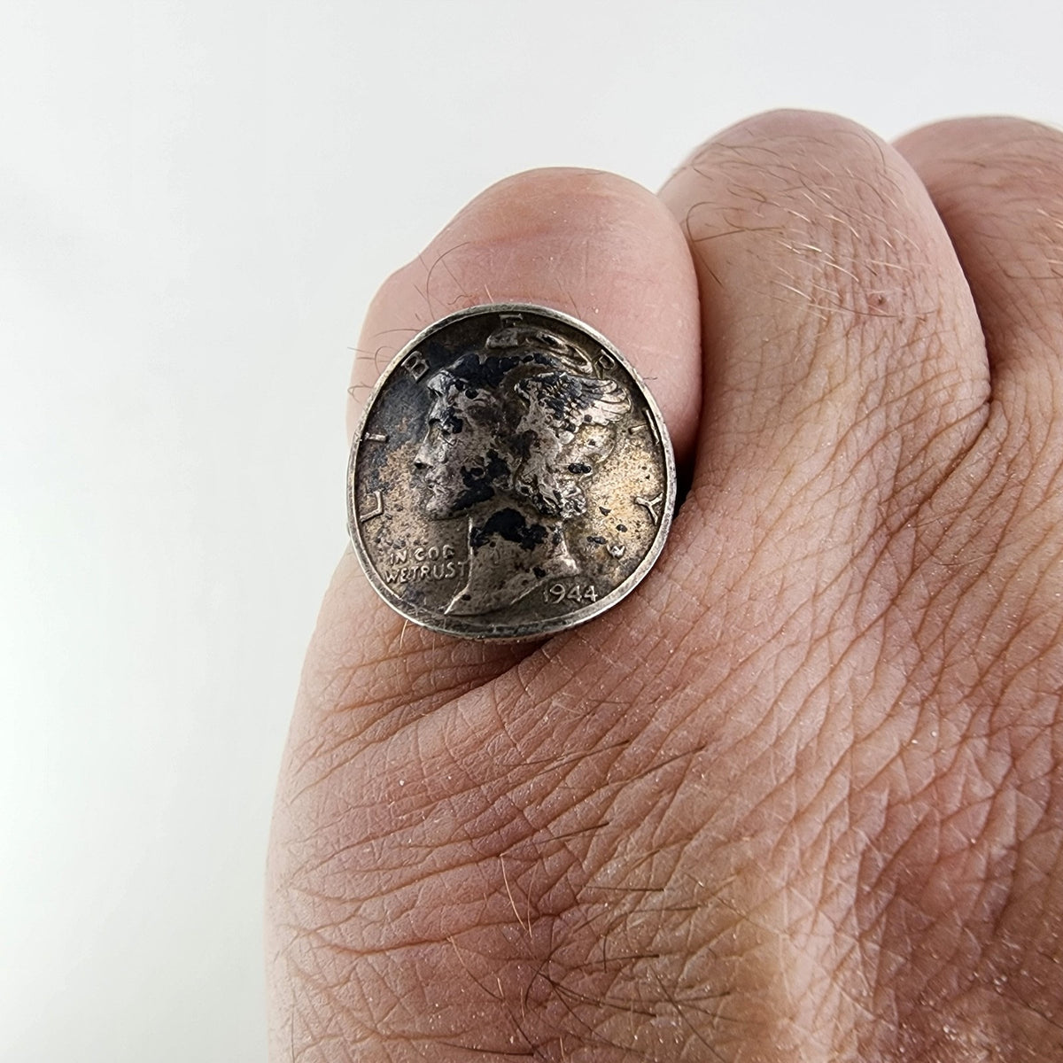 1944 Mercury Dime Adjustable Ring 90% Silver Vintage