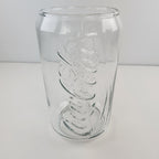 Coca Cola Can Shaped Classic Clear Embossed Glass Tumbler 4 3/4" Tall