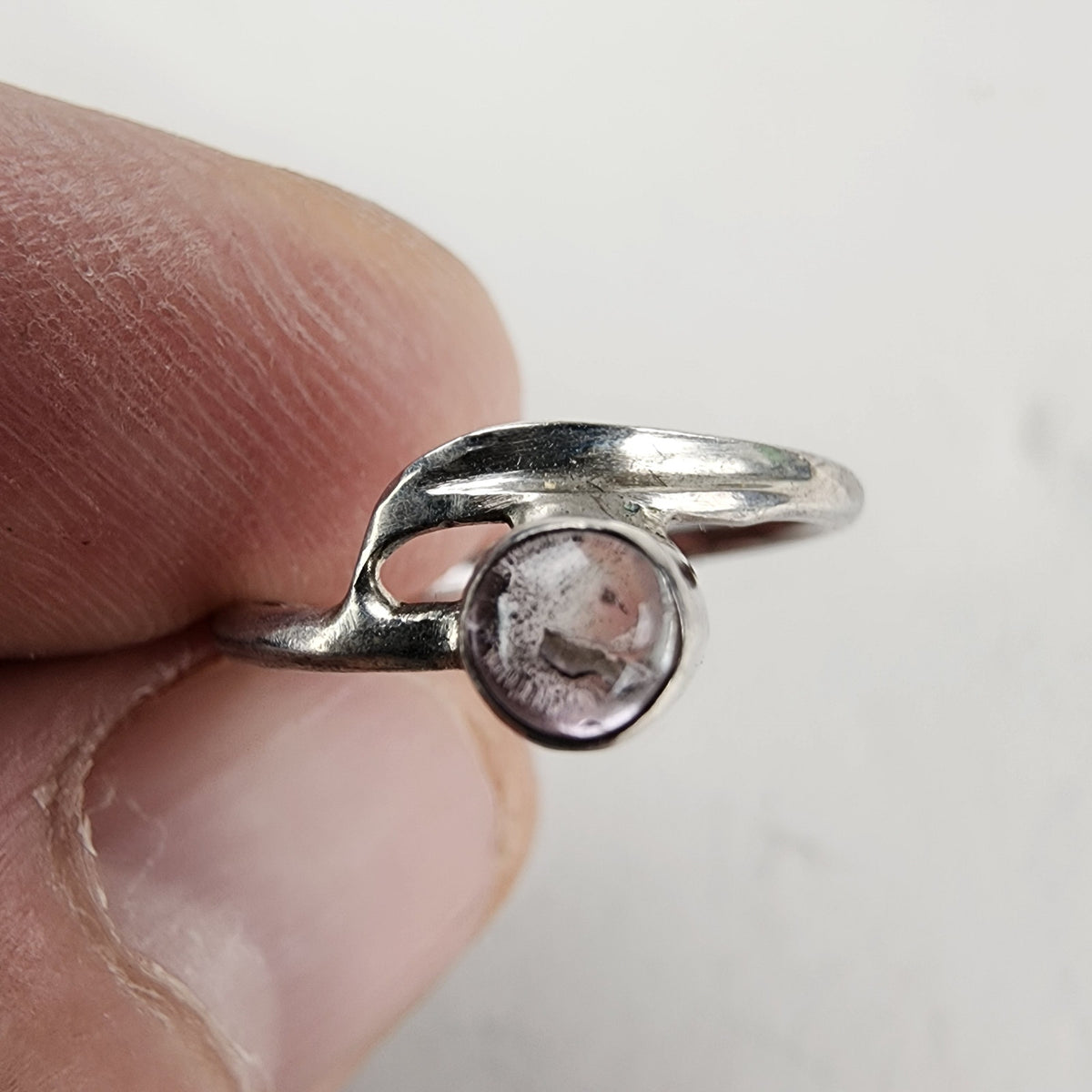 Vintage Amethyst Cabochon Birthstone Ring Size 5 1/2 in Sterling Silver 925