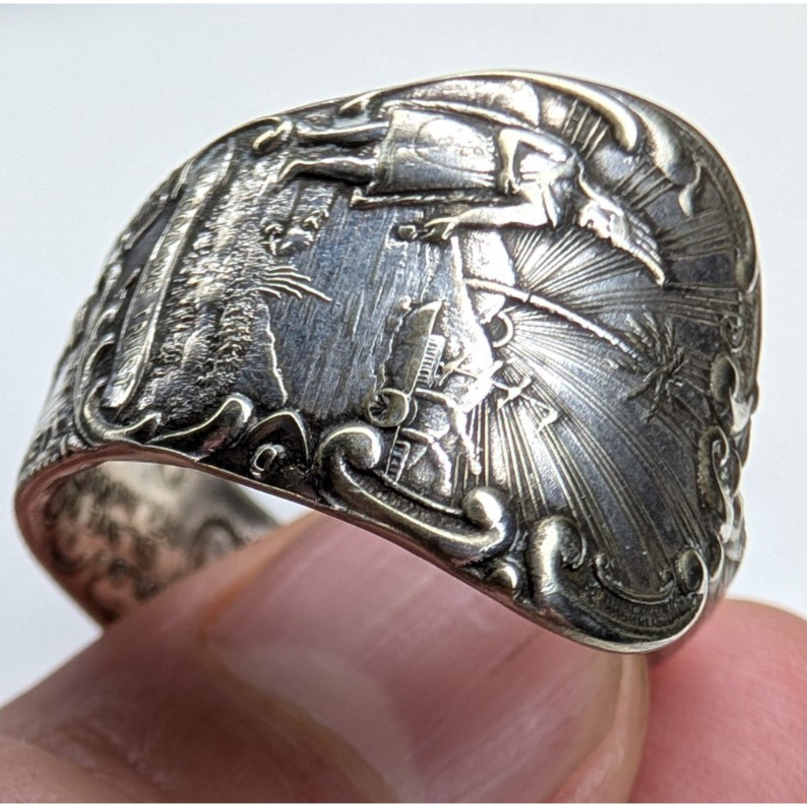 St Augustine Florida Souvenir Sterling Silver 925 Spoon Ring Size 13 1/2 Vintage