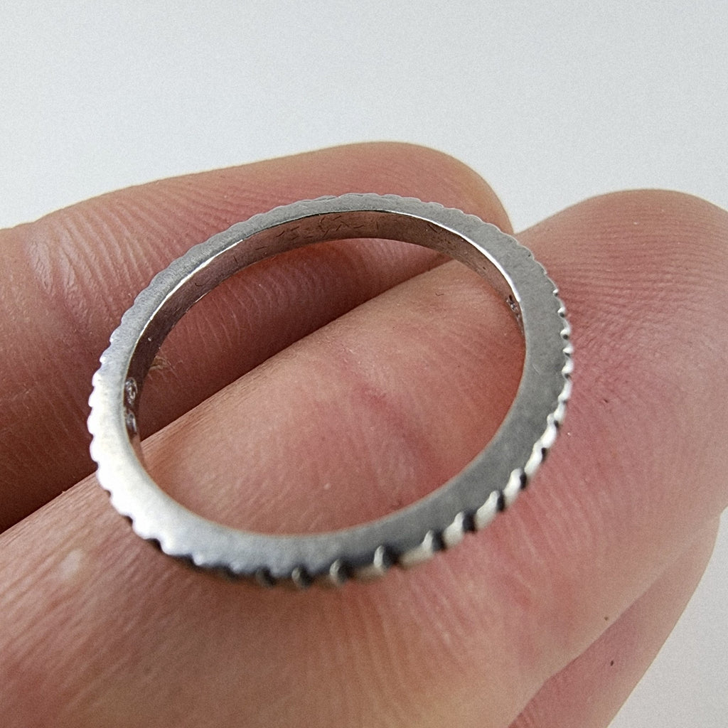 Notched Band Textured Ring Size 6 Sterling Silver 925 Vintage