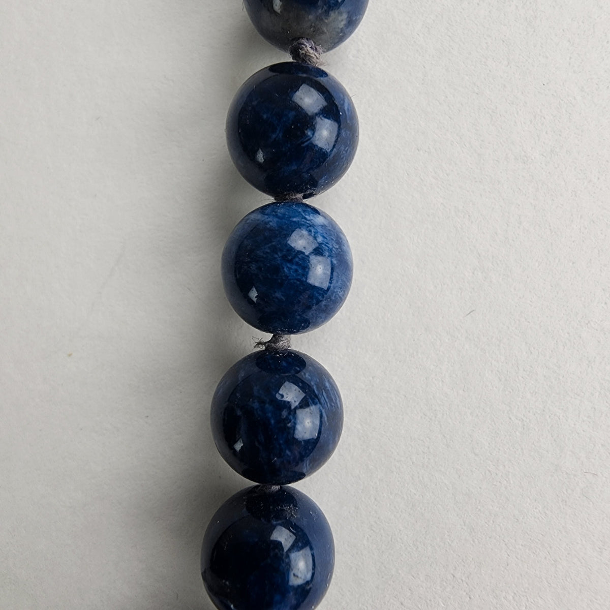 Vintage 27" Lapis Lazuli 8mm Beaded Ball Necklace with 10K White Gold Clasp
