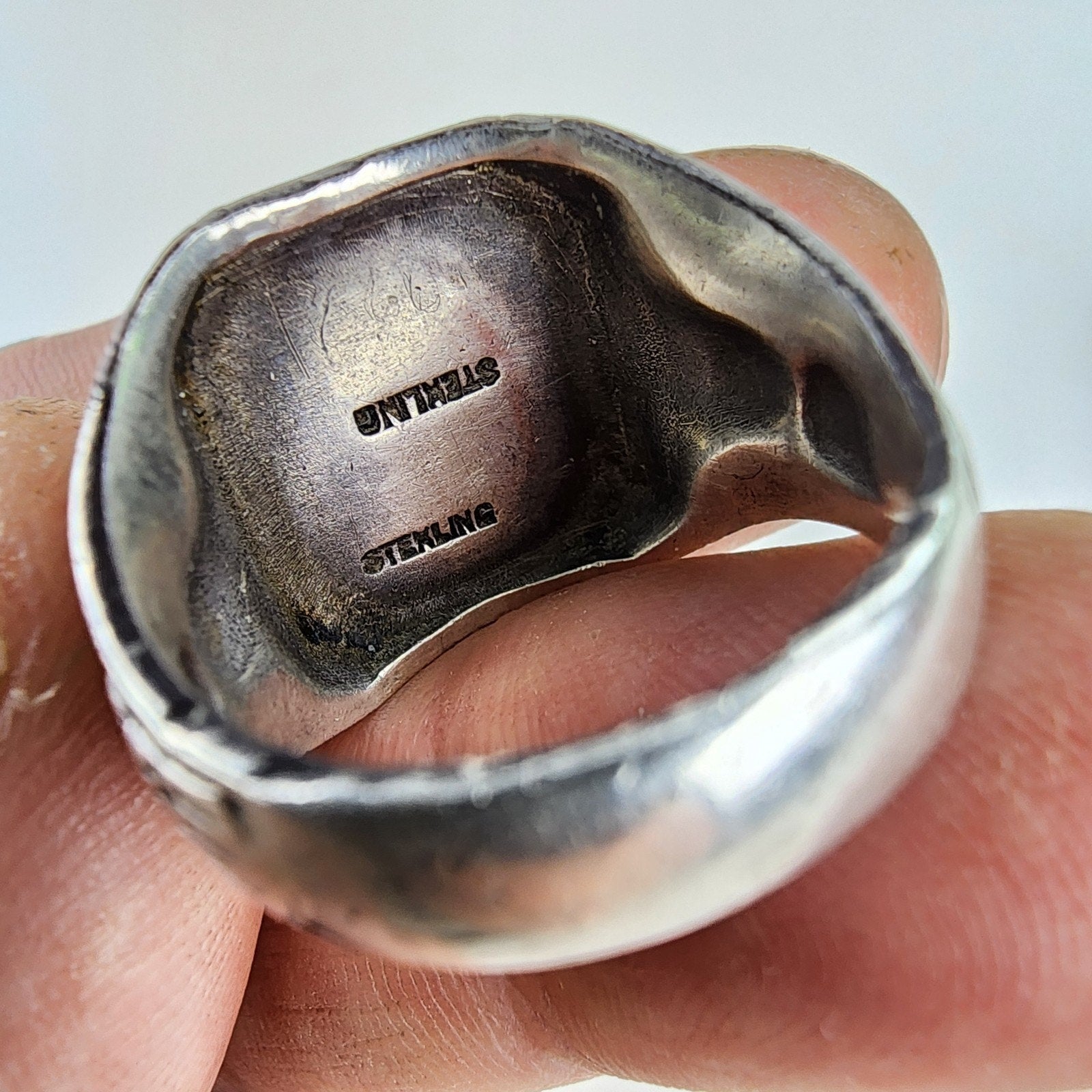 US Navy Eagle & Anchor Mens Ring Size 10 1/2 Sterling Silver 925 Vintage