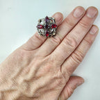 Pomander Caged Marquise Cocktail Ring Size 6 Silverplate Vintage