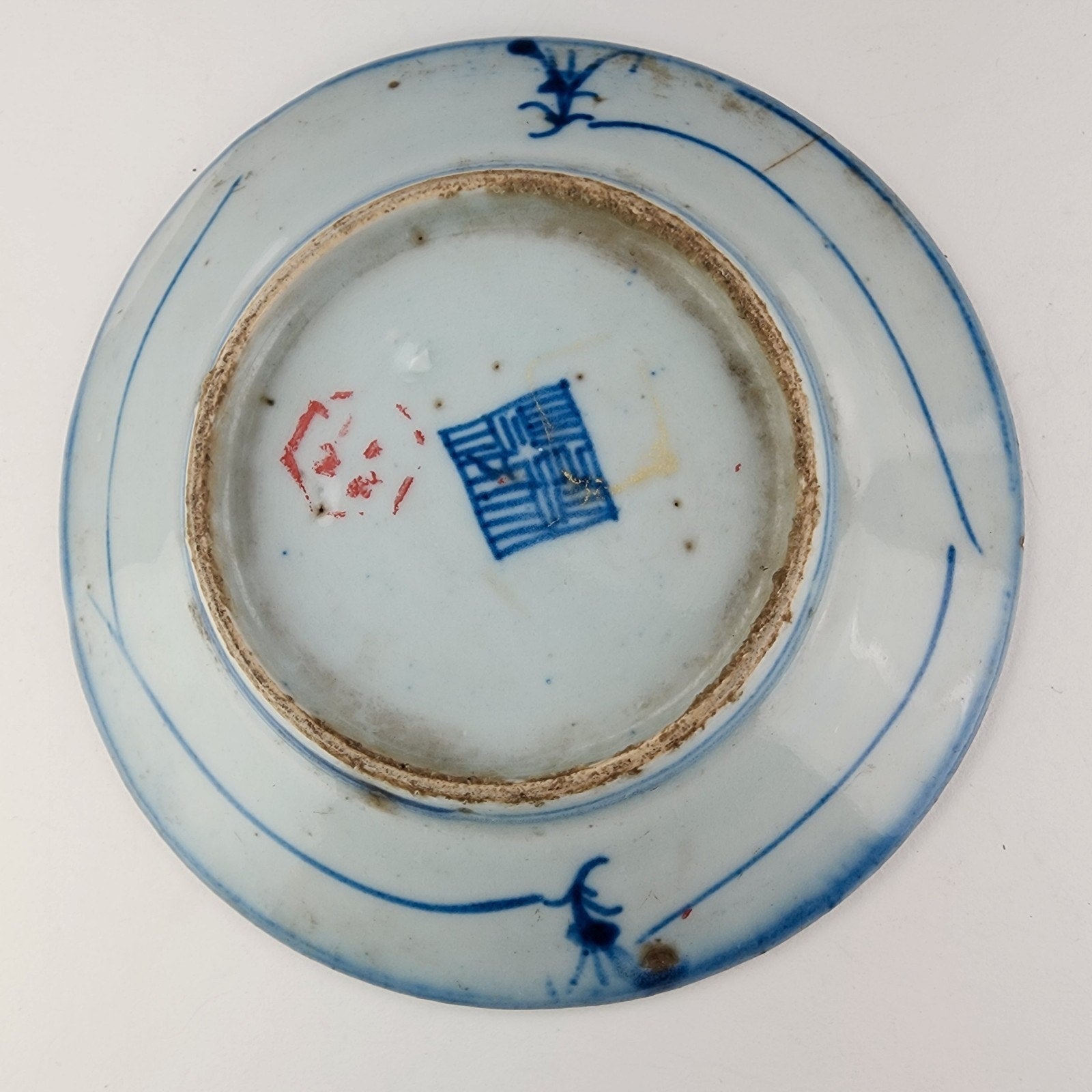 19th C Chinese Porcelain 6" Plate Qing Dynasty Blue & White Export Scholars Mark