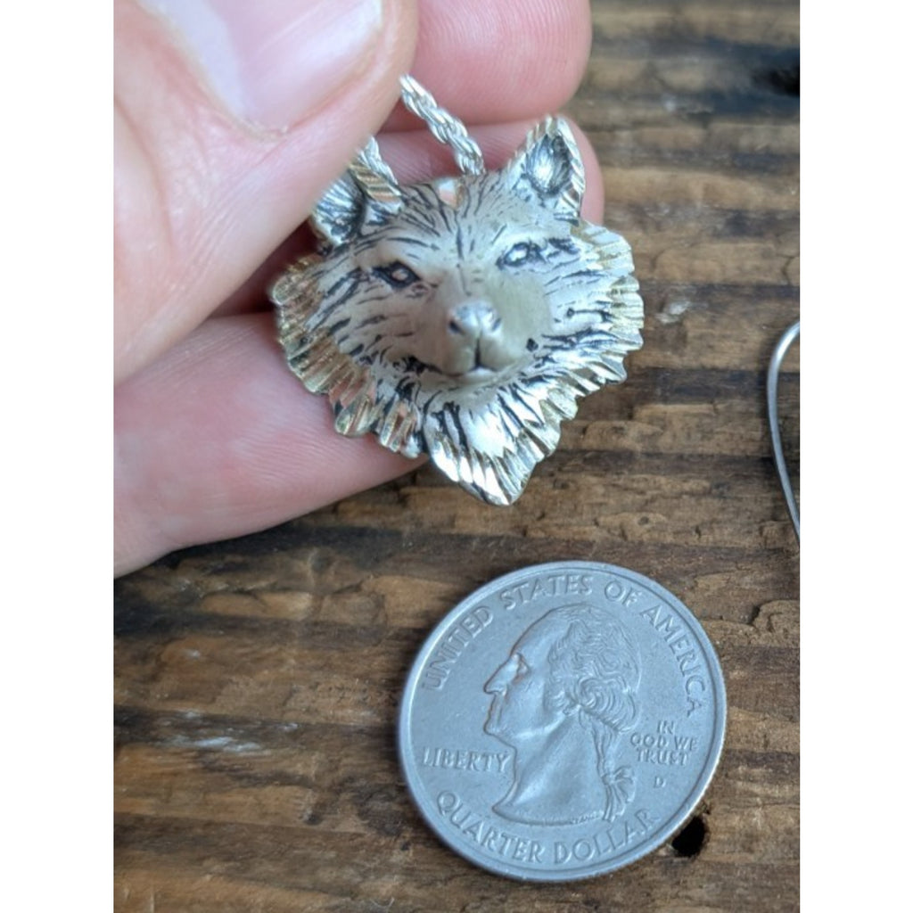 Silverclouds Wolf Sterling Silver 925 Pendant with 16" Italian Rope Chain
