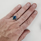 Blue Tourmaline Indicolite Ring Size 9 in Sterling Silver 925 Art Deco Revival