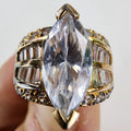 Marquise & Baguette CZ Cocktail Ring Size 6 Sterling Silver 925 Vintage
