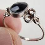 Vintage Black Onyx Inlay Ring Size 5 3/4 in Sterling Silver 925