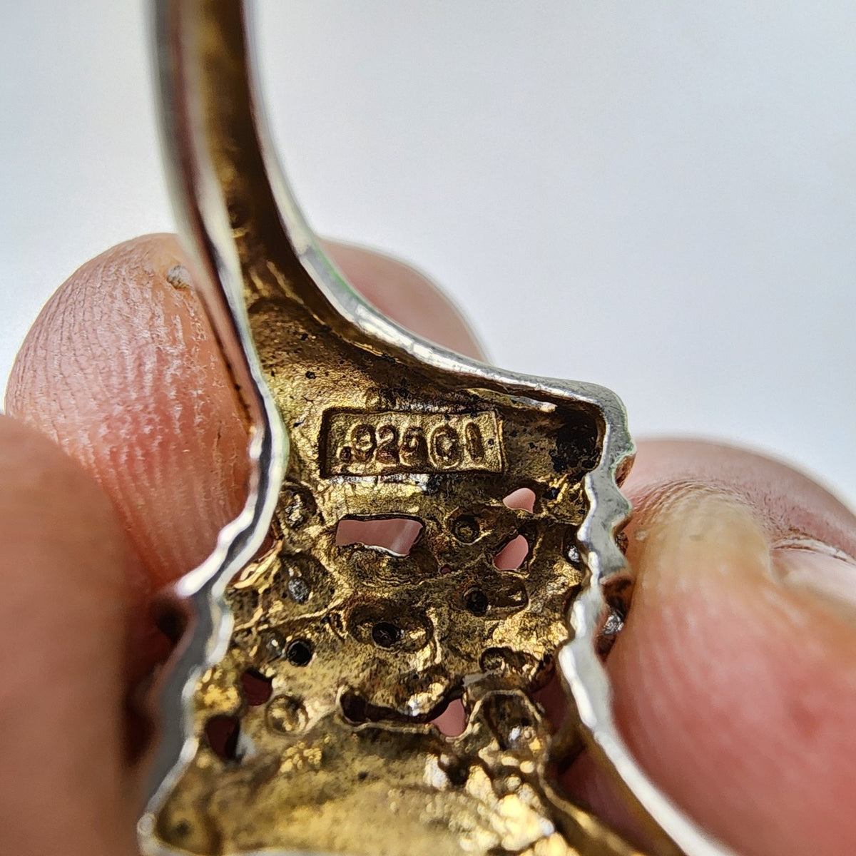 Gold Over Sterling Silver 925 Diamond Accent Cluster Bypass Ring Size 8 1/2