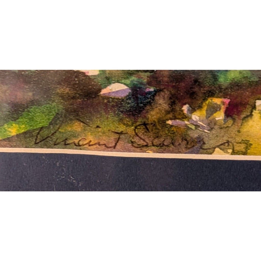 Vincent Scurr Mixed Media Watercolor Landscape Painting Framed