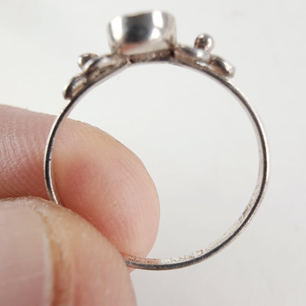 Vintage Black Onyx Inlay Ring Size 5 3/4 in Sterling Silver 925