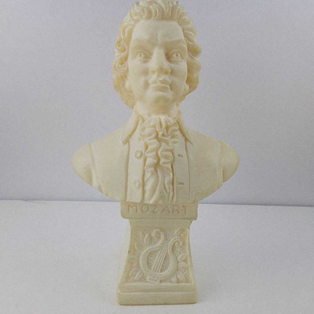 4" Mozart Bust Figure Vintage White Stone