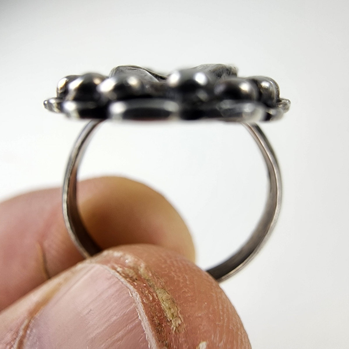 Mexico Brutalist Collapsed Dome Ring Size 8 1/2 Sterling Silver 925 Vintage