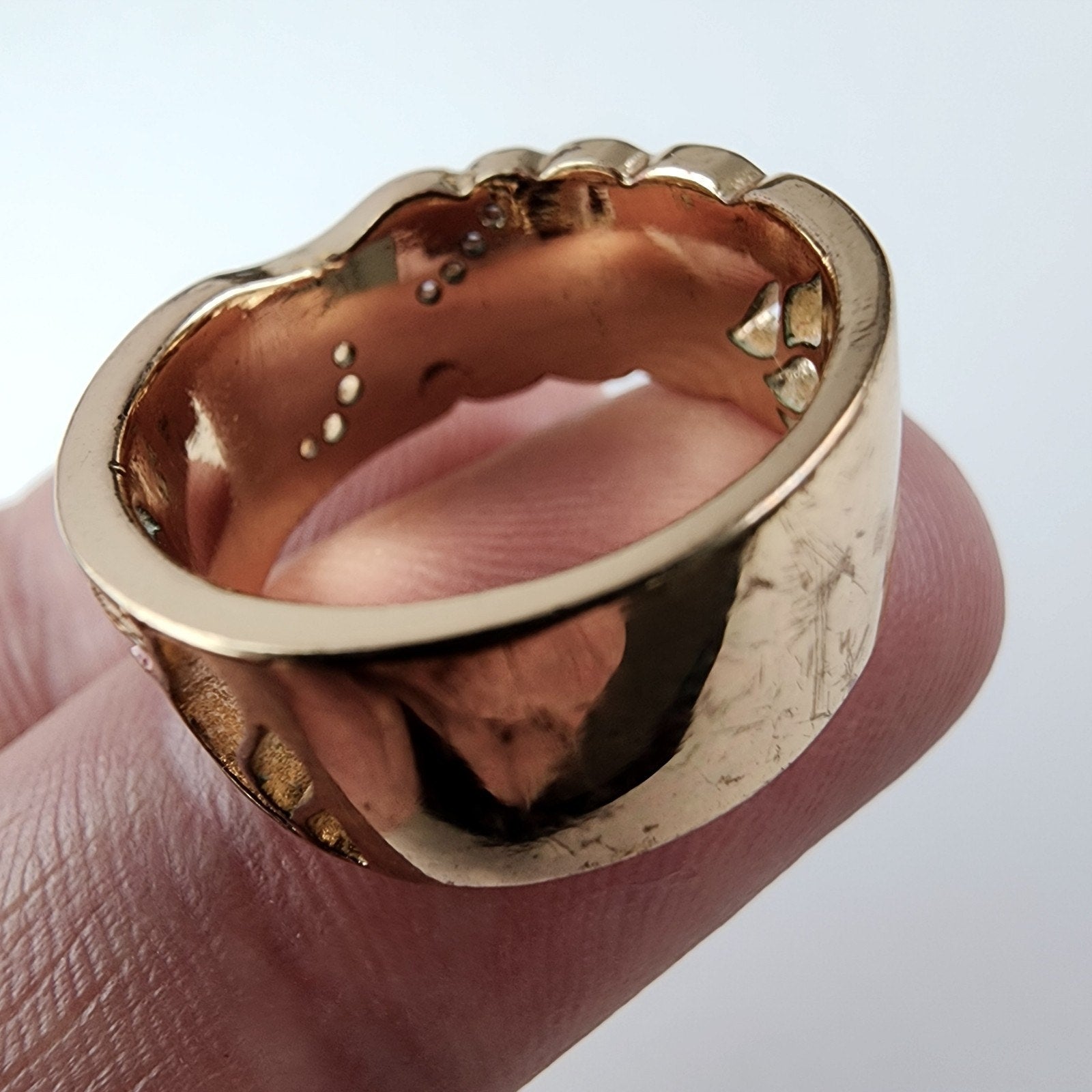 Floral Enamel Band Ring Size 8 Gold Over Sterling Silver 925 Vintage