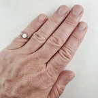 Vintage White Cats Eye Cabochon Ring Size 7 in Sterling Silver 925